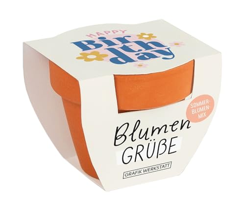 grafik-werkstatt-blumengr-e-mini-terrakotta-t-pfchen-sommerblumen-mix-happy-birt image 3