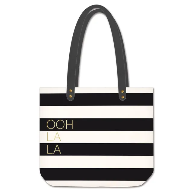 grafik-werkstatt-shopper-oohlala-damen-tasche-leinenoptik-schwarz-wei-25-liter image 1