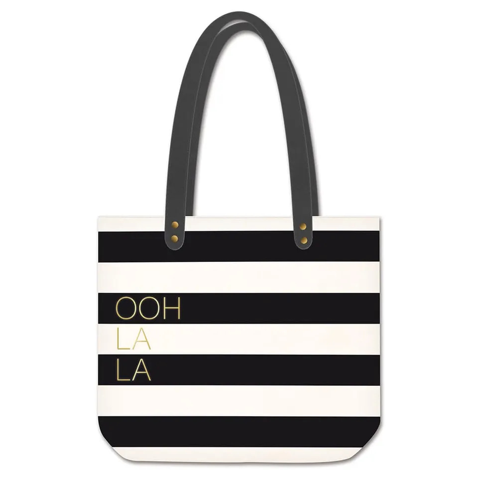 grafik-werkstatt-shopper-oohlala-damen-tasche-leinenoptik-schwarz-wei-25-liter image 1
