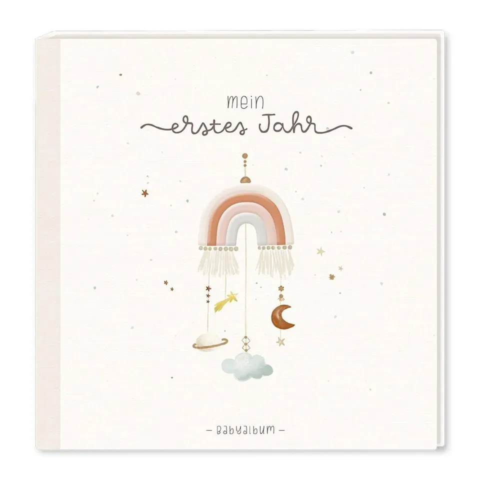 grafik-werkstatt-baby-album-mein-erstes-jahr-boho-mit-stickerei image 1