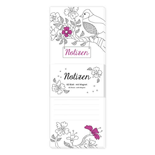 gr-tz-verlag-notizblock-magnetisch-vogel-und-blumen-60-blatt-liniert-8x21-cm image 2