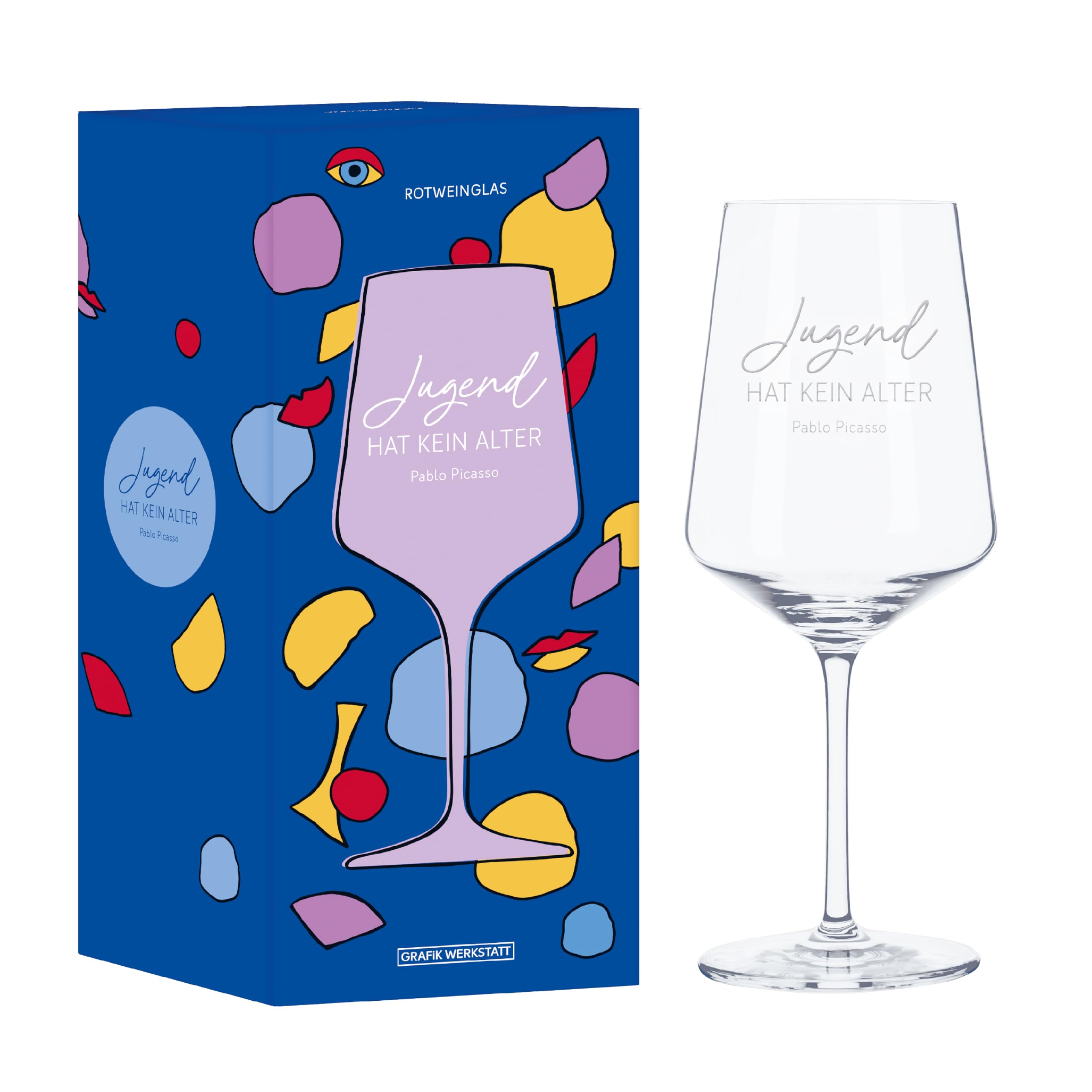 grafik-werkstatt-pablo-picasso-rotwein-glas-540-ml-mit-gravur-wei-er-aufdruck image 1