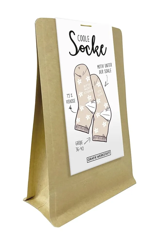 grafik-werkstatt-damen-freizeitsocken-lesen-gr-36-40-gute-laune-socke image 1