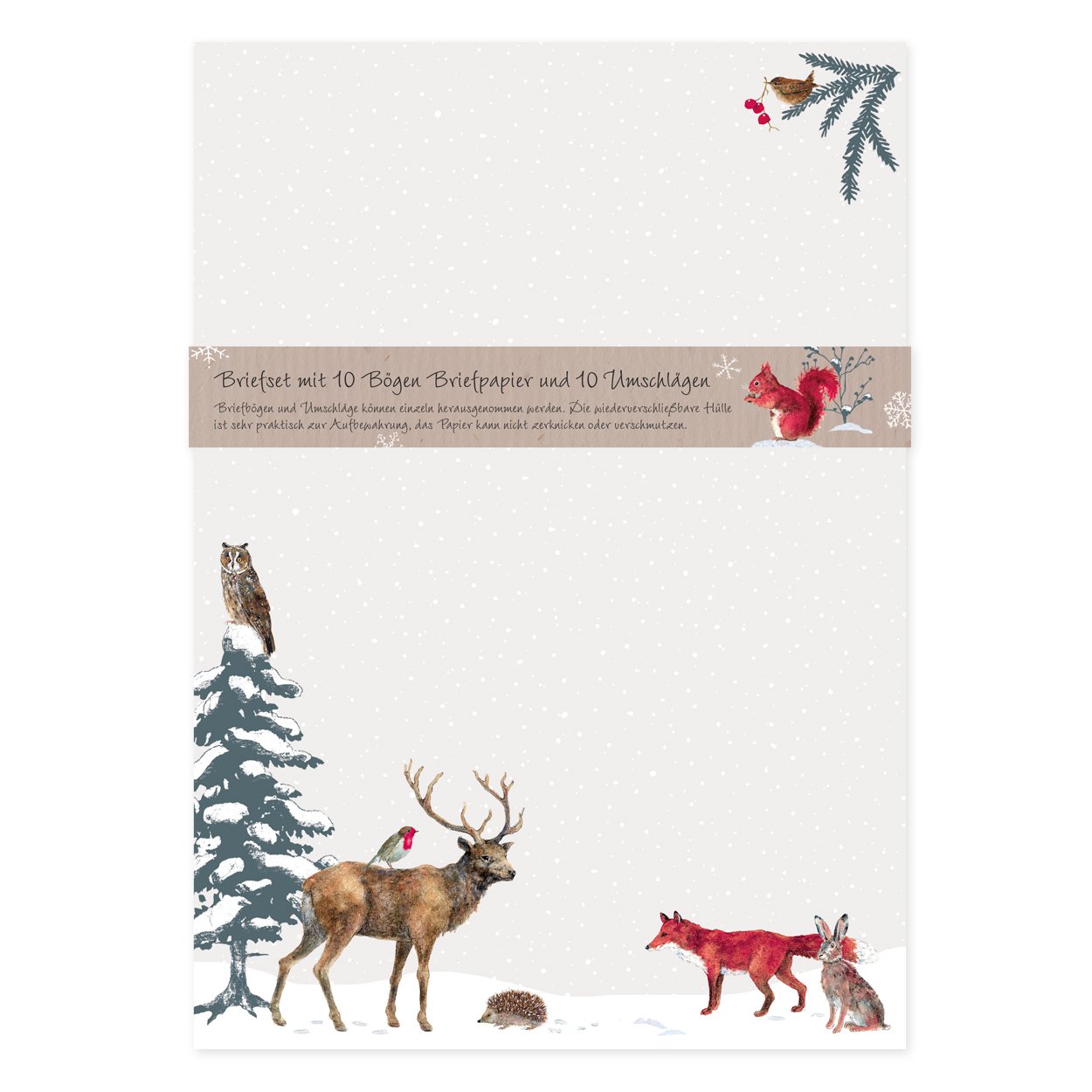 gr-tz-verlag-briefpapier-set-weihnachtswald-din-a4-mit-umschl-gen-tiere-im-wald- image 1