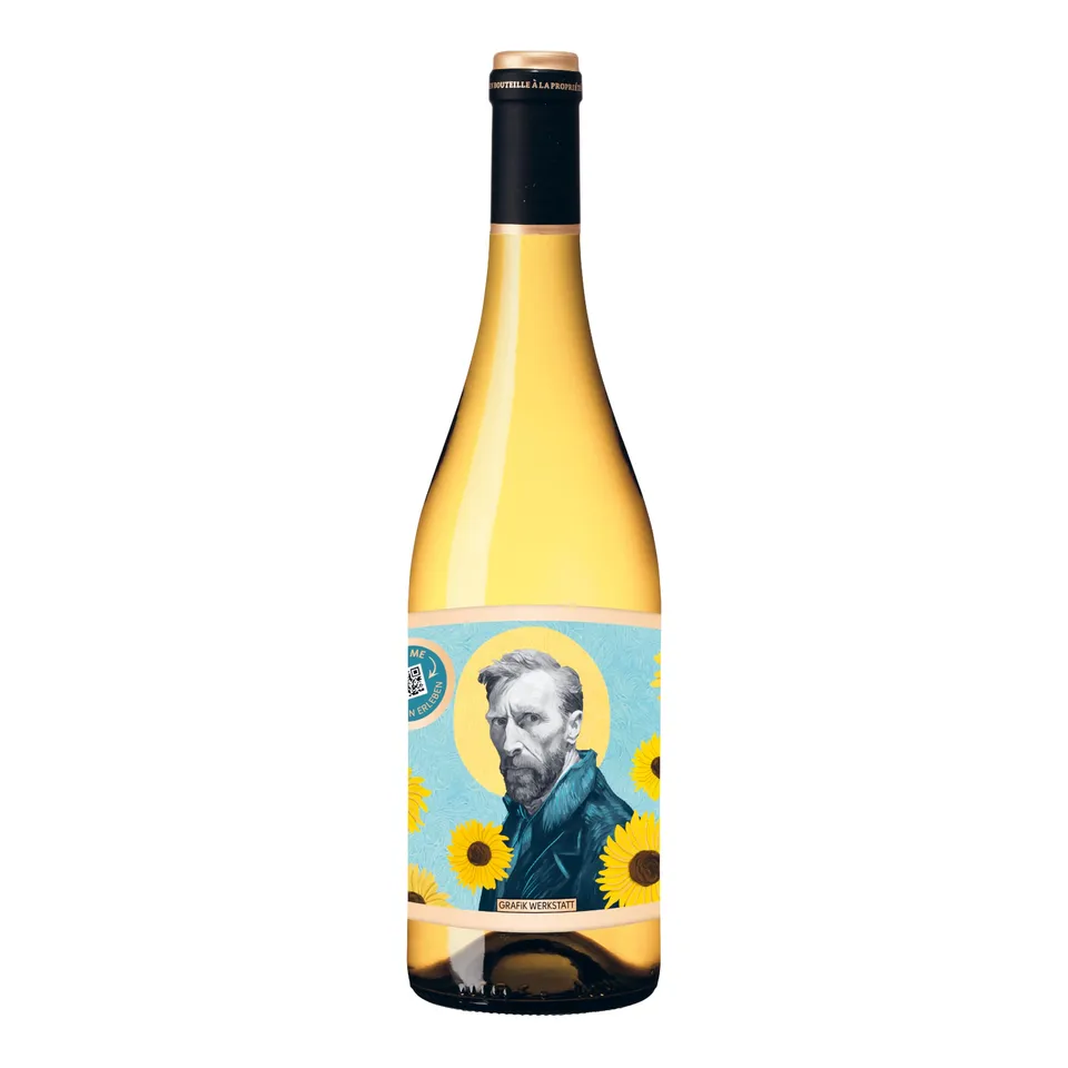 grafik-werkstatt-vincent-van-gogh-wei-wein-weinflasche-chardonnay-genuss-design image 1