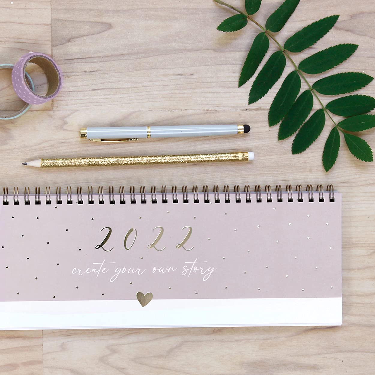 gr-tz-verlag-tischkalender-wochenkalender-quer-32-x-10-5-cm-rosa-mit-goldfolie image 2