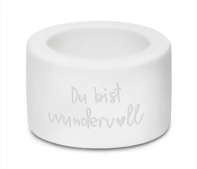 grafik-werkstatt-teelichthalter-du-bist-wundervoll-keramik image 1