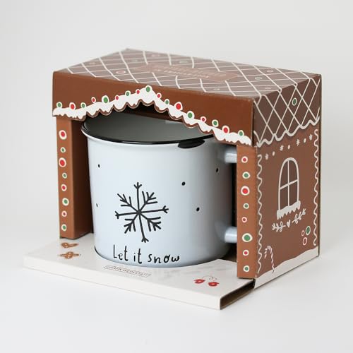 grafik-werkstatt-kaffeetasse-vintage-let-it-snow-keramik-400-ml-emaille-look image 5
