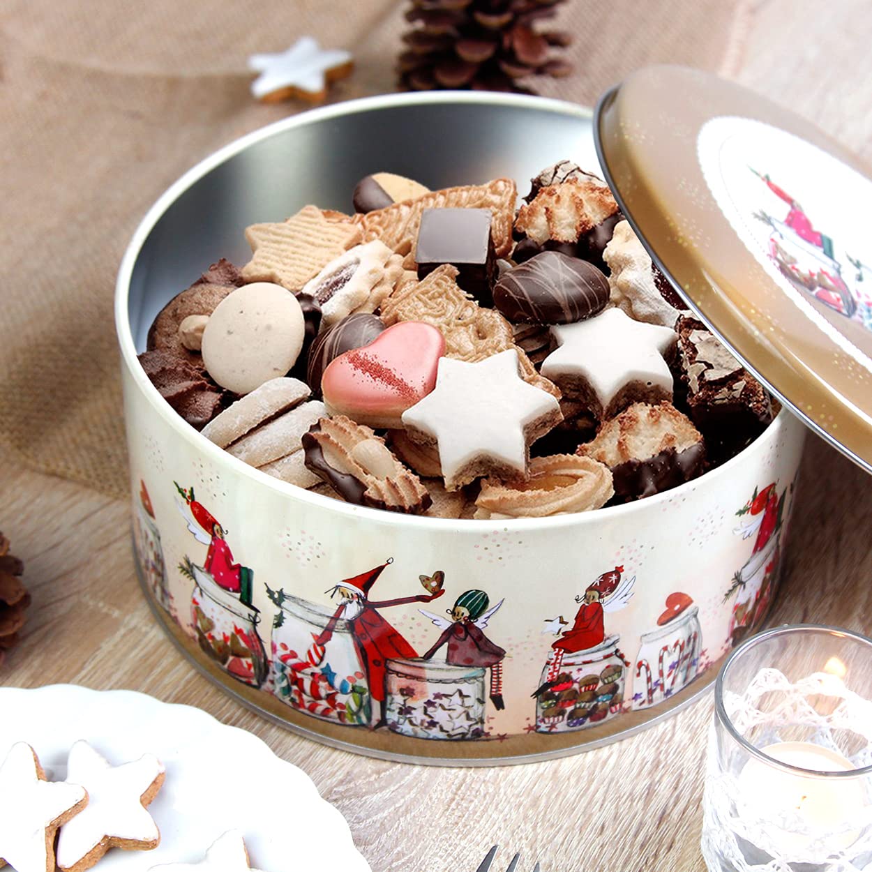gr-tz-verlag-pl-tzchendose-weihnachtsleckereien-runde-keksdose-aus-blech-rot-bra image 2