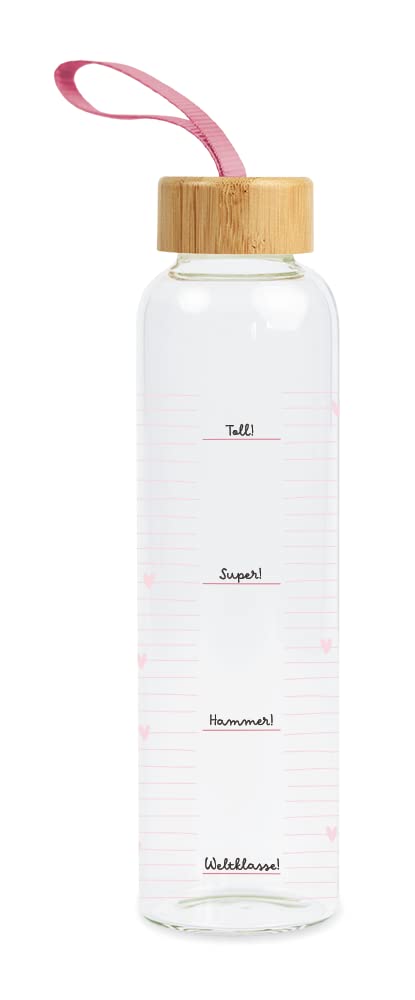 grafik-werkstatt-trinkflasche-glas-550-ml-weltbeste-mama-rosa-mit-griffschlaufe image 3