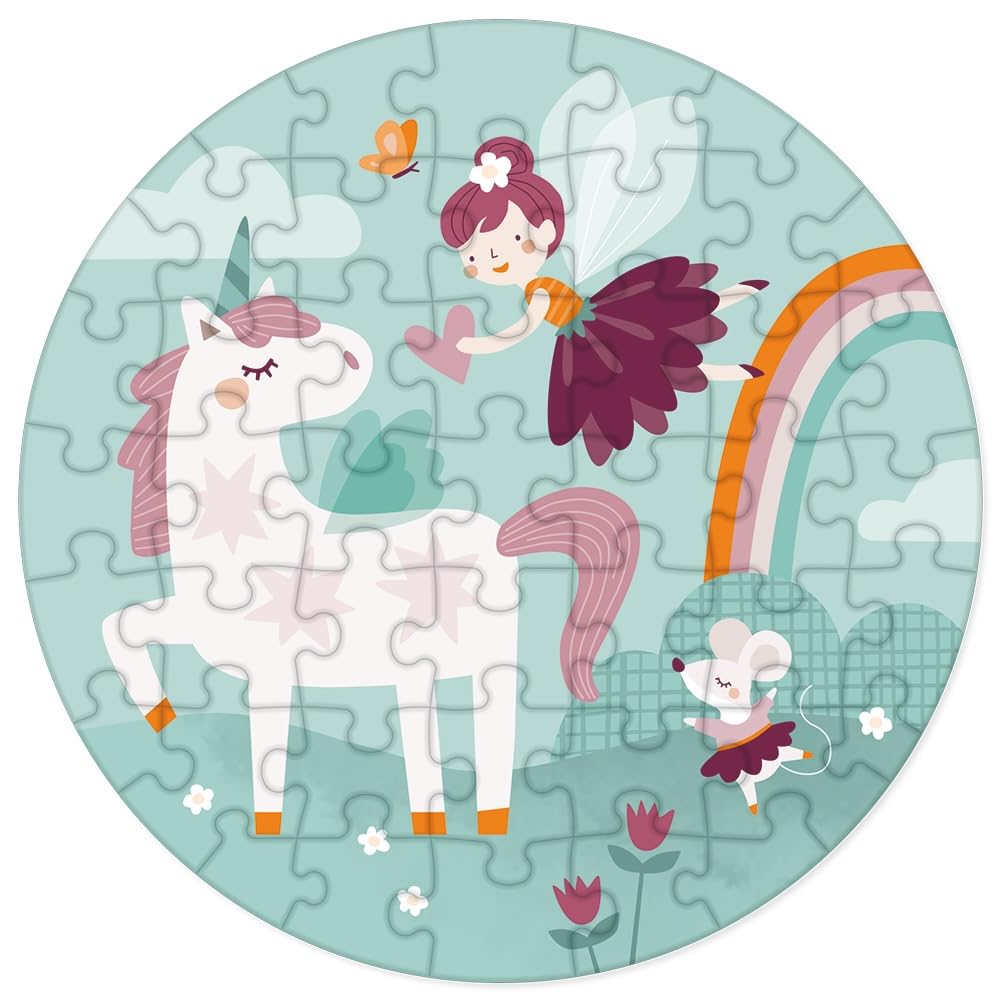 grafik-werkstatt-64518-rundes-kinder-puzzle-einhorn-blau-48-teile-ab-5-jahre image 2