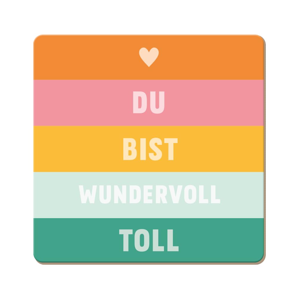 grafik-werkstatt-untersetzer-aus-kork-du-bist-wundervoll-toll-bunt image 1