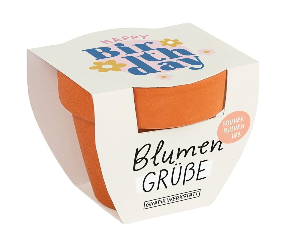 grafik-werkstatt-blumengr-e-mini-terrakotta-t-pfchen-sommerblumen-mix-happy-birt image 1