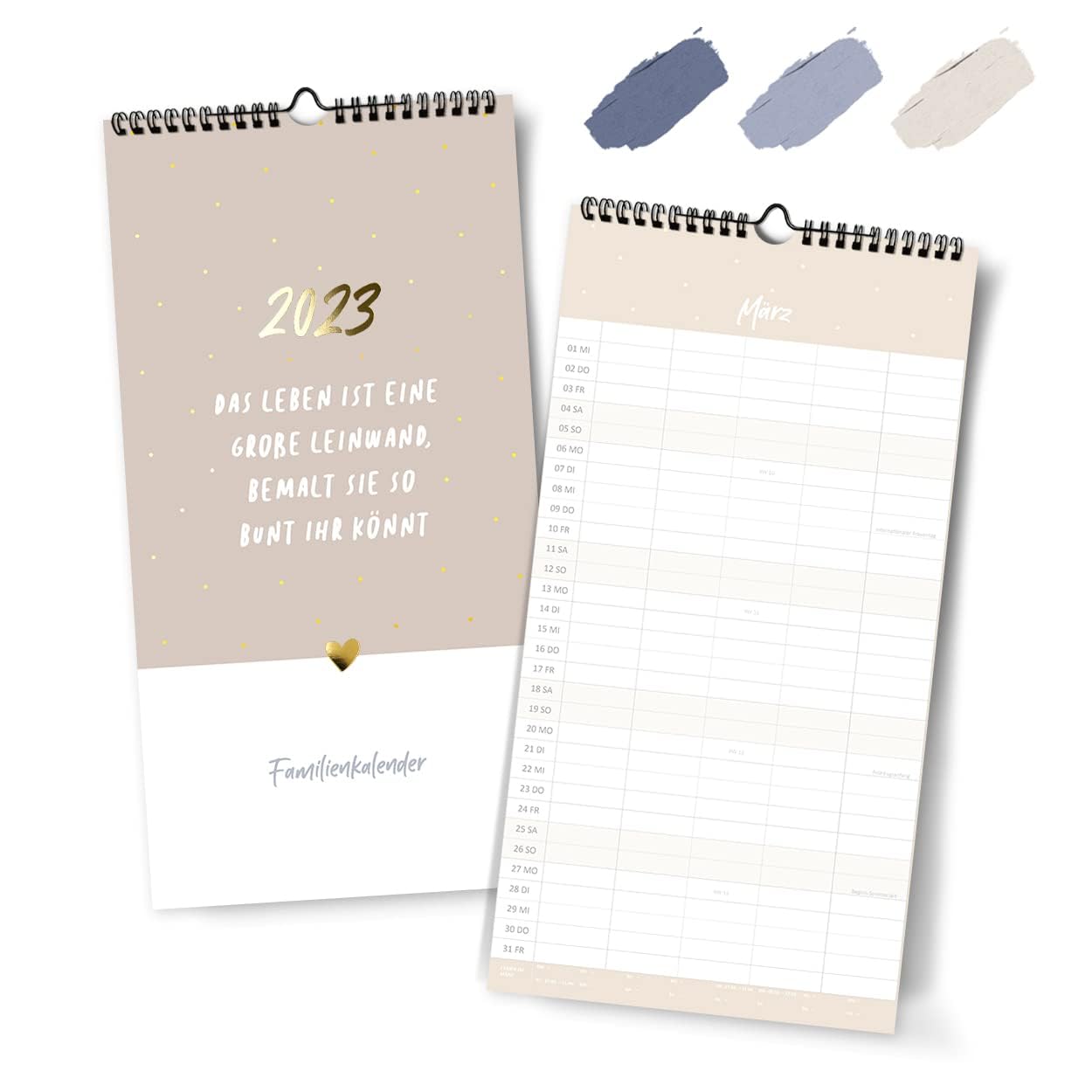 gr-tz-verlag-familienplaner-2023-wandkalender-5-spalten-blattgold-22-x-43-cm image 1