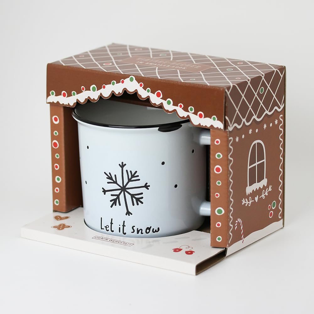grafik-werkstatt-kaffeetasse-vintage-let-it-snow-keramik-400-ml-emaille-look image 2