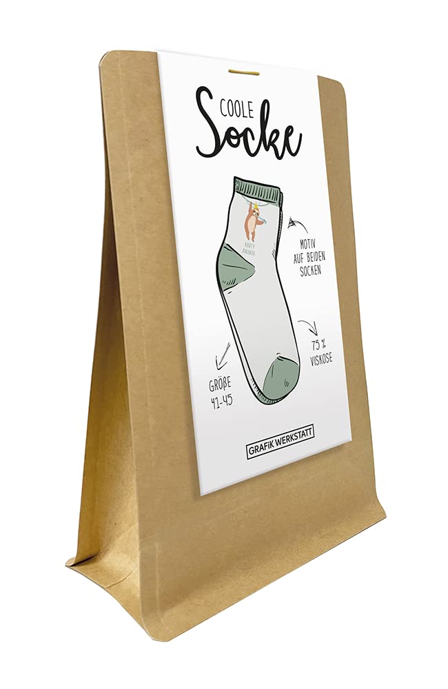 grafik-werkstatt-bunte-socken-mit-spruch-herren-party-animal-wei-gr-41-45-2er-pa image 1