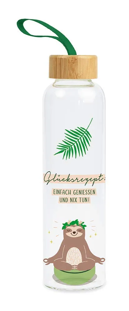 grafik-werkstatt-glas-trinkflasche-550-ml-gl-cksrezept-bunt-mit-griffschlaufe image 1