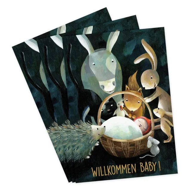 gr-tz-verlag-gl-ckwunschkarten-zur-geburt-3er-set-willkommen-baby-mit-goldfolie image 1