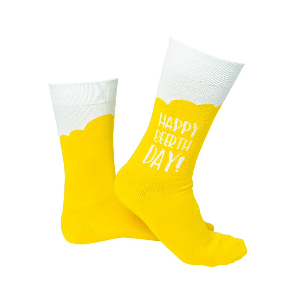 grafik-werkstatt-freizeitsocken-happy-beerthday-gelb-gr-41-45-bunte-socken-mit-s image 2