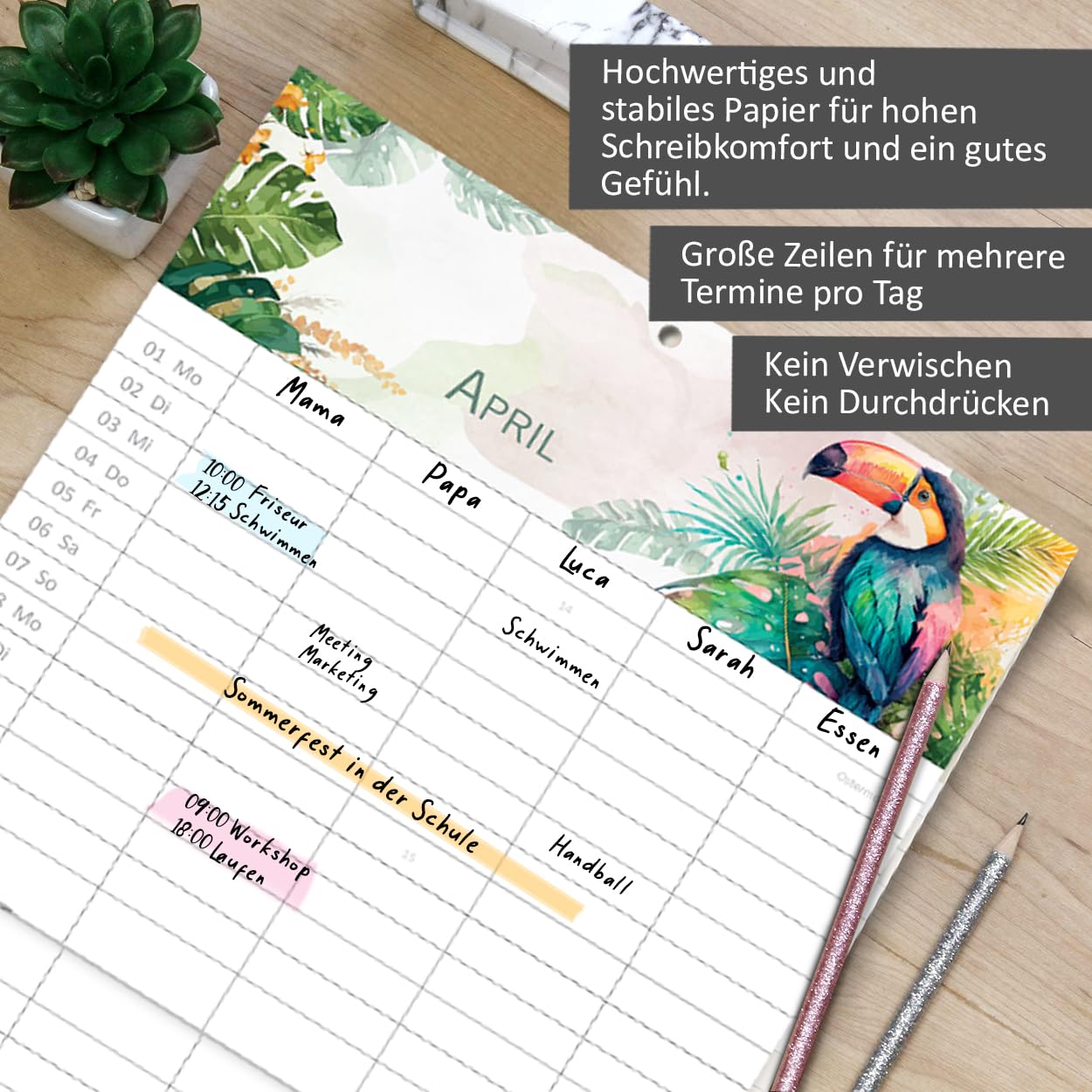gr-tz-verlag-familienplaner-2024-tiere-wandkalender-5-spalten-22-x-43-cm image 2