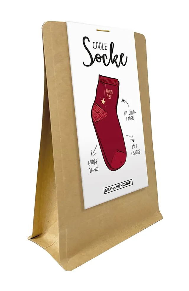 grafik-werkstatt-bunte-socken-mit-spruch-damen-rot-frohes-fest-gr-36-44 image 1