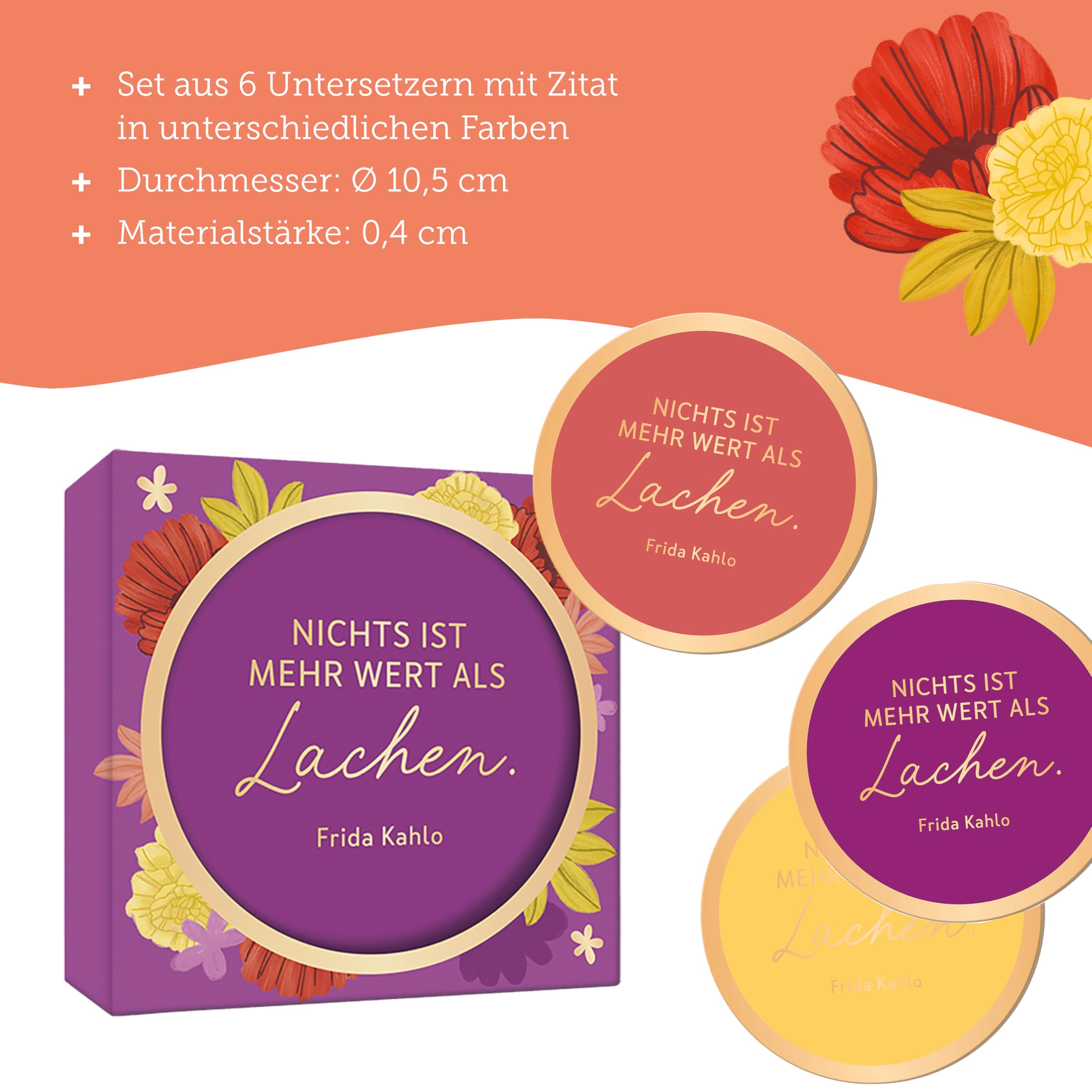 grafik-werkstatt-genuss-design-korkuntersetzer-frida-kahlo-6er-set-rund-bunt image 5