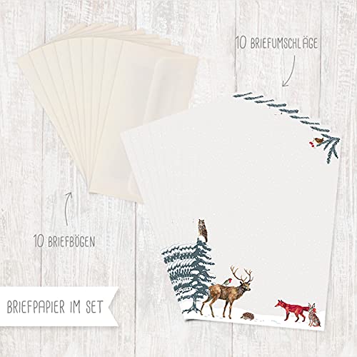 gr-tz-verlag-briefpapier-set-weihnachtswald-din-a4-mit-umschl-gen-tiere-im-wald- image 7